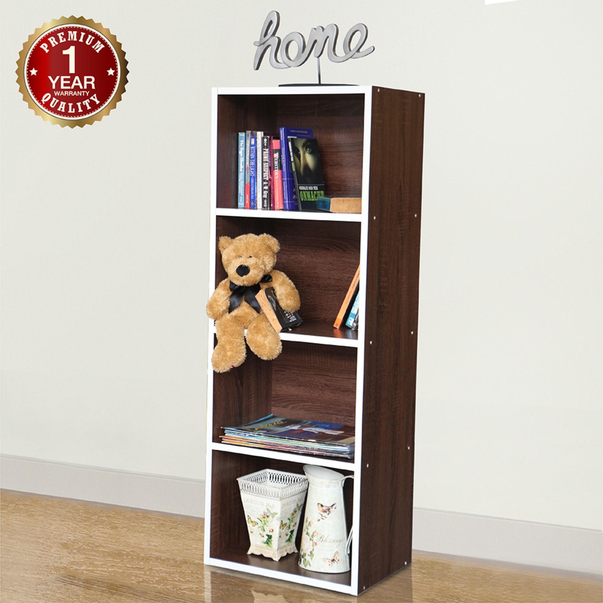 U-RO DECOR ชั้นวางของอเนกประสงค์ 4 ชั้น รุ่น i-BOX (ไอ-บ๊อกซ์) สีวอลนัท/ขอบสีขาว U-RO DECOR ชั้นวางของอเนกประสงค์ 4 ชั้น รุ่น i-BOX (ไอ-บ๊อกซ์) สีวอลนัท/ขอบสีขาว