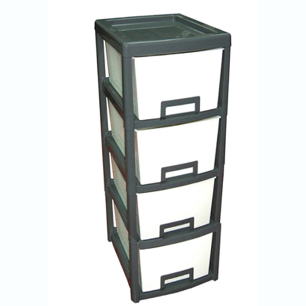 WELL WARE ตู้ลิ้นชักพลาสติก4ชั้น AG456/4-white&black WELL WARE ตู้ลิ้นชักพลาสติก4ชั้น AG456/4-white&black