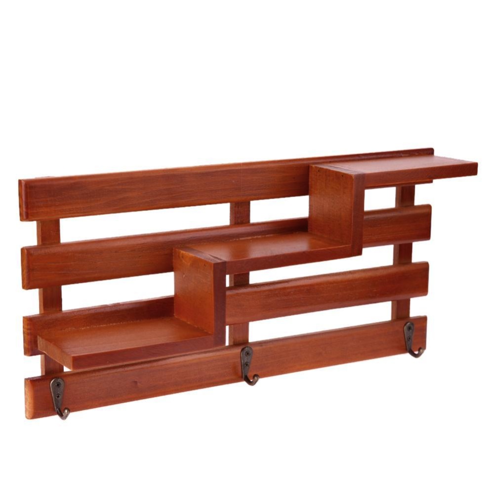 Wood Wall Mounted Shelf Holder Storage Rack Organizer Hanging Home Decoration(Red) - intl Wood Wall Mounted Shelf Holder Storage Rack Organizer Hanging Home Decoration(Red) - intl
