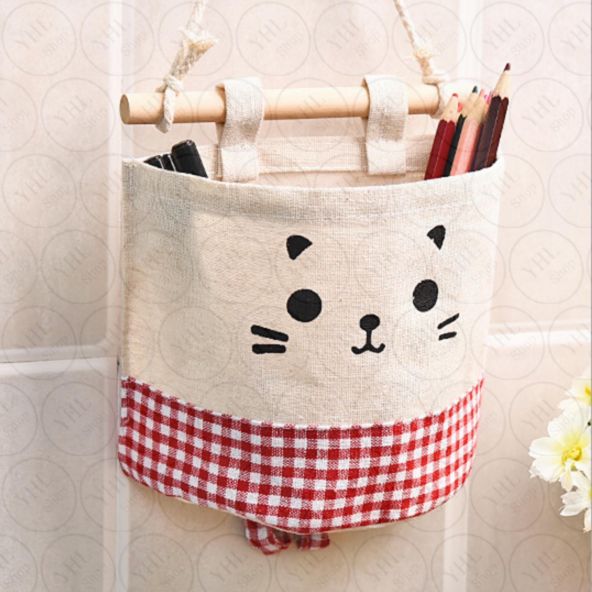 YHL กระเป๋า ตระกร้า ที่แขวนเก็บของ ผ้าCotton สำหรับจัดเก็บอุปกรณ์ต่างๆ จัดระเบียบ (ลายสก๊อตดำ) YHL กระเป๋า ตระกร้า ที่แขวนเก็บของ ผ้าCotton สำหรับจัดเก็บอุปกรณ์ต่างๆ จัดระเบียบ (ลายสก๊อตดำ)