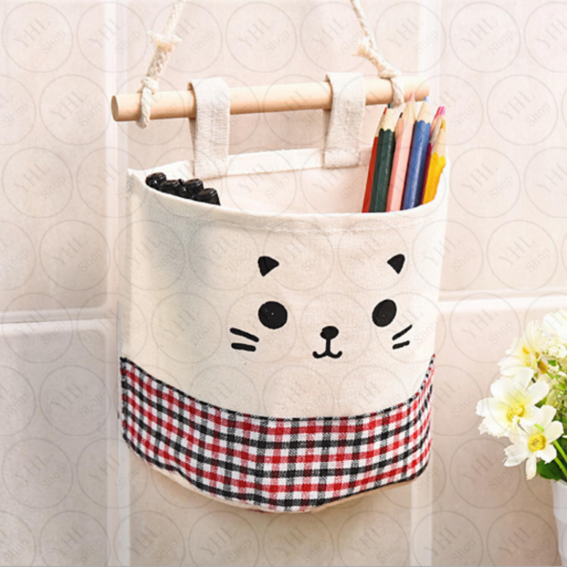 YHL กระเป๋า ตระกร้า ที่แขวนเก็บของ ผ้าCotton สำหรับจัดเก็บอุปกรณ์ต่างๆ จัดระเบียบ (ลายสก๊อตดำ) YHL กระเป๋า ตระกร้า ที่แขวนเก็บของ ผ้าCotton สำหรับจัดเก็บอุปกรณ์ต่างๆ จัดระเบียบ (ลายสก๊อตดำ)