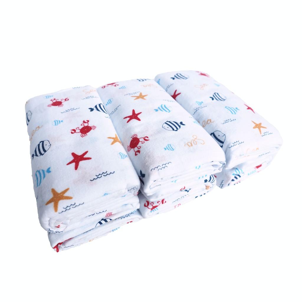 ผ้าอ้อมผ้าสำลี 27 นิ้ว - แพ็ค 12 ผืน คละสี (ลาย Blue Starfish) ผ้าอ้อมผ้าสำลี 27 นิ้ว - แพ็ค 12 ผืน คละสี (ลาย Blue Starfish)