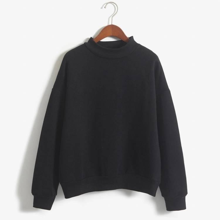 Tucky&Jiang เสื้อแฟชั่น คอกลม แขนยาว บุกันหนาว สีพื้น 009643