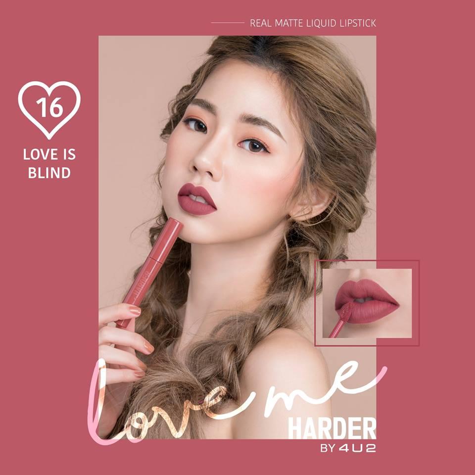 พร้อมส่ง!!ใหม่ล่าสุด 17สี 4U2 Love me Harder Real Matte Liquid Lipstick 4U2 Real Matte