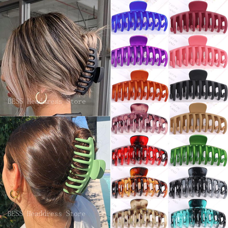 Solid Color Claw Clip Large Barrette Crab Hair Claws Bath Clip Ponytail