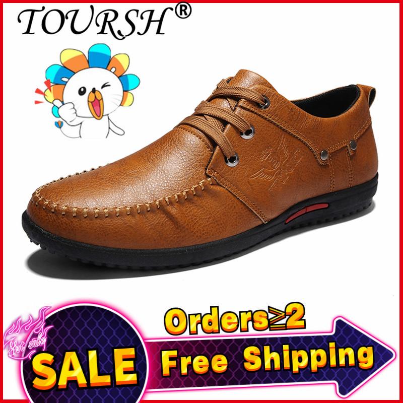 TOURSH หนังแท้สำหรับผู้ชายรองเท้าชุดเดรส Mens รองเท้าอ็อกซฟอร์ด Retro Handmade Party【Free 】