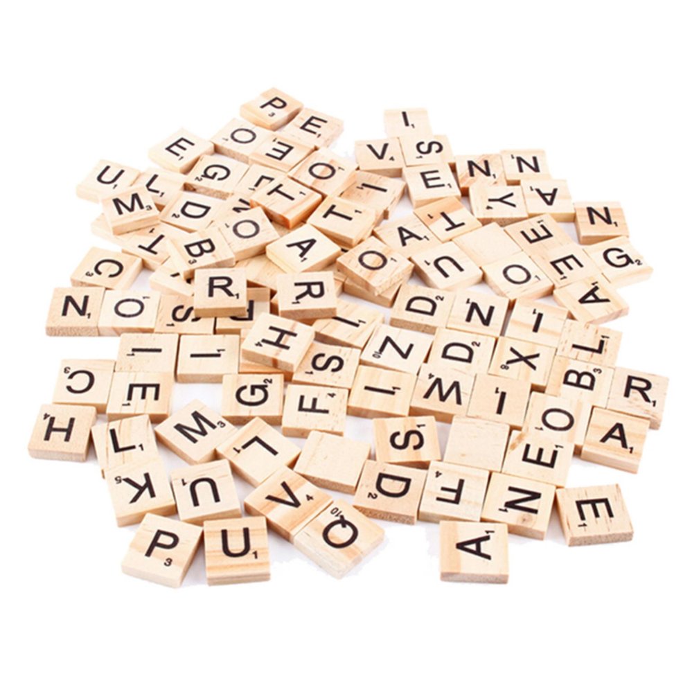 100X ไม้ตัวอักษร Scrabble กระเบื้องตัวอักษรสีดำและตัวเลขสำหรับงานฝีมือไม้-นานาชาติ 100X ไม้ตัวอักษร Scrabble กระเบื้องตัวอักษรสีดำและตัวเลขสำหรับงานฝีมือไม้-นานาชาติ