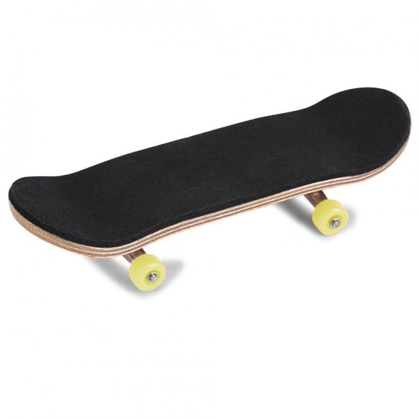 epayst 1Pc Maple Wooden+Alloy Fingerboard Finger Skateboards With Box Reduce Pressure Gifts Yellow