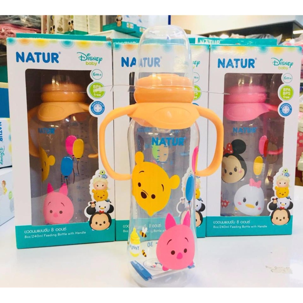 ใหม่ !!! 30034 Disney Baby TSUM ขวดนมทรงถั่ว 8 ออนซ์ (พร้อมเเขนจับ)