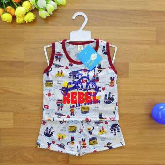 Baby Elegance ไซส์ 3-9เดือน เซ็ต 2 ชิ้น เสื้อกล้ามจักรยานสามล้อ กางเกงขาสั้นโจรสลัด เนื้อผ้า Cotton 100% นุ่มใส่สบาย เหมาะสำหรับอากาศร้อน เด็กชาย