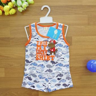 Baby Elegance ไซส์ 3-9เดือน เซ็ต 2 ชิ้น เสื้อกล้ามลายแรดอเมริกันฟุตบอล กางเกงขาสั้นปลาวาฬ เนื้อผ้า Cotton 100% นุ่มใส่สบาย เหมาะสำหรับอากาศร้อน เด็กชาย