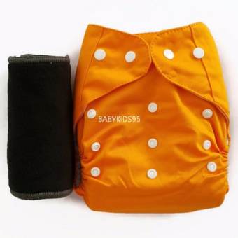 BABYKIDS95 กางเกงผ้าอ้อมซักได้ กันน้ำ TPU + แผ่นซับชาโคลหนา5ชั้น (สีส้ม)