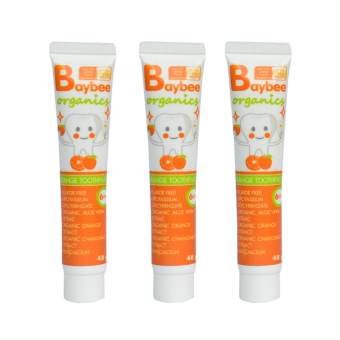 BAYBEE ยาสีฟันเด็กโอเม็กคิดส์กลิ่นส้ม ปราศจากฟลูออไรด์ ออร์แกนิค 40g. (3 หลอด)