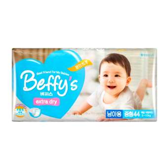 Beffys ผ้าอ้อมสำเร็จรูปพรีเมียม แบบเทป รุ่น Extra Dry ไซส์ M 44 ชิ้น (Imported)