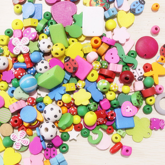 Diy ลูกปัดเด็กของเล่นการศึกษาสวมใส่ลูกปัดการ์ตูนสี