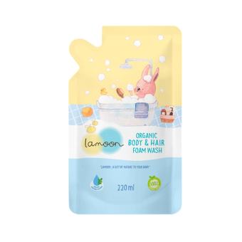 LAMOON ละมุน โฟมอาบน้ำเด็ก ออร์แกนิค 2 in 1 ถุงรีฟิล 220 ml.
