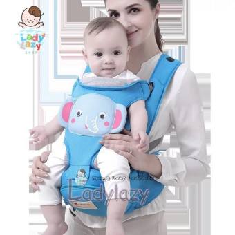 ladylazyเป้อุ้มเด็ก Newone 3 in 1 ลายน่ารักมาก มีหมวกคลุม ลายช้างน้อย สีฟ้า