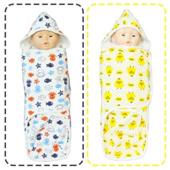PalmandPond ผ้าห่อตัวสำเร็จรูป 100% Cotton หมวกในตัว set 2 รุ่น 22