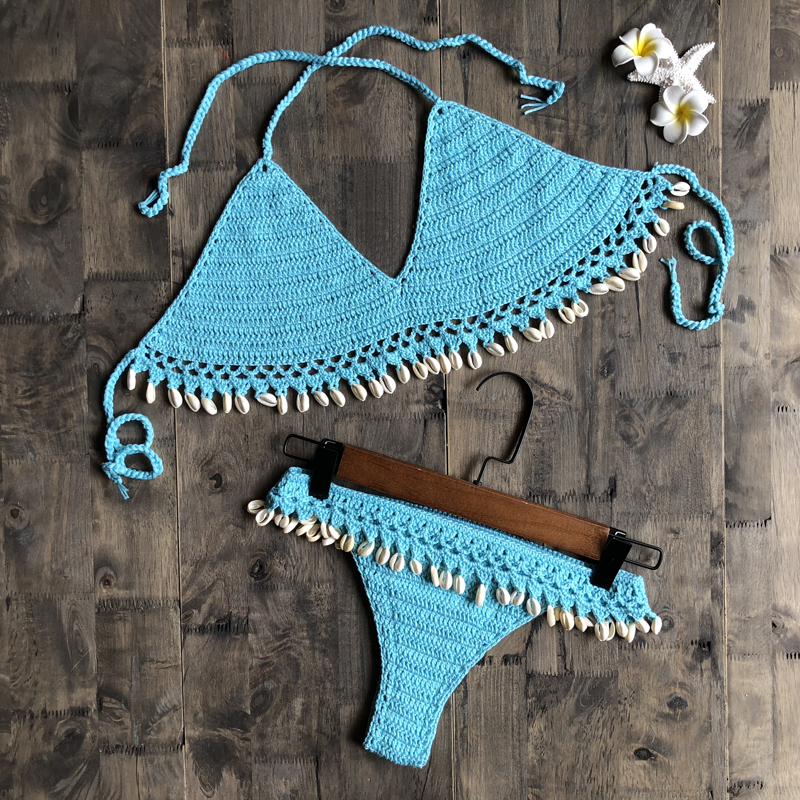 Crochet Bikini Set Shell Tassels Bikini Brazilian Crochet Swimsuit