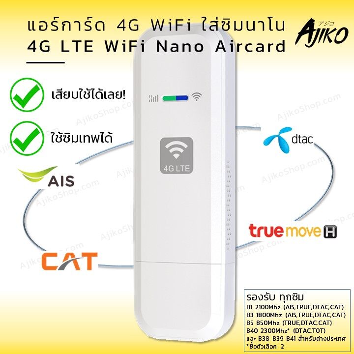 แอร์การ์ด Aircard 4G ใส่ซิม ปล่อย WiFi แรงๆ สำหรับทรู AIS DTAC
