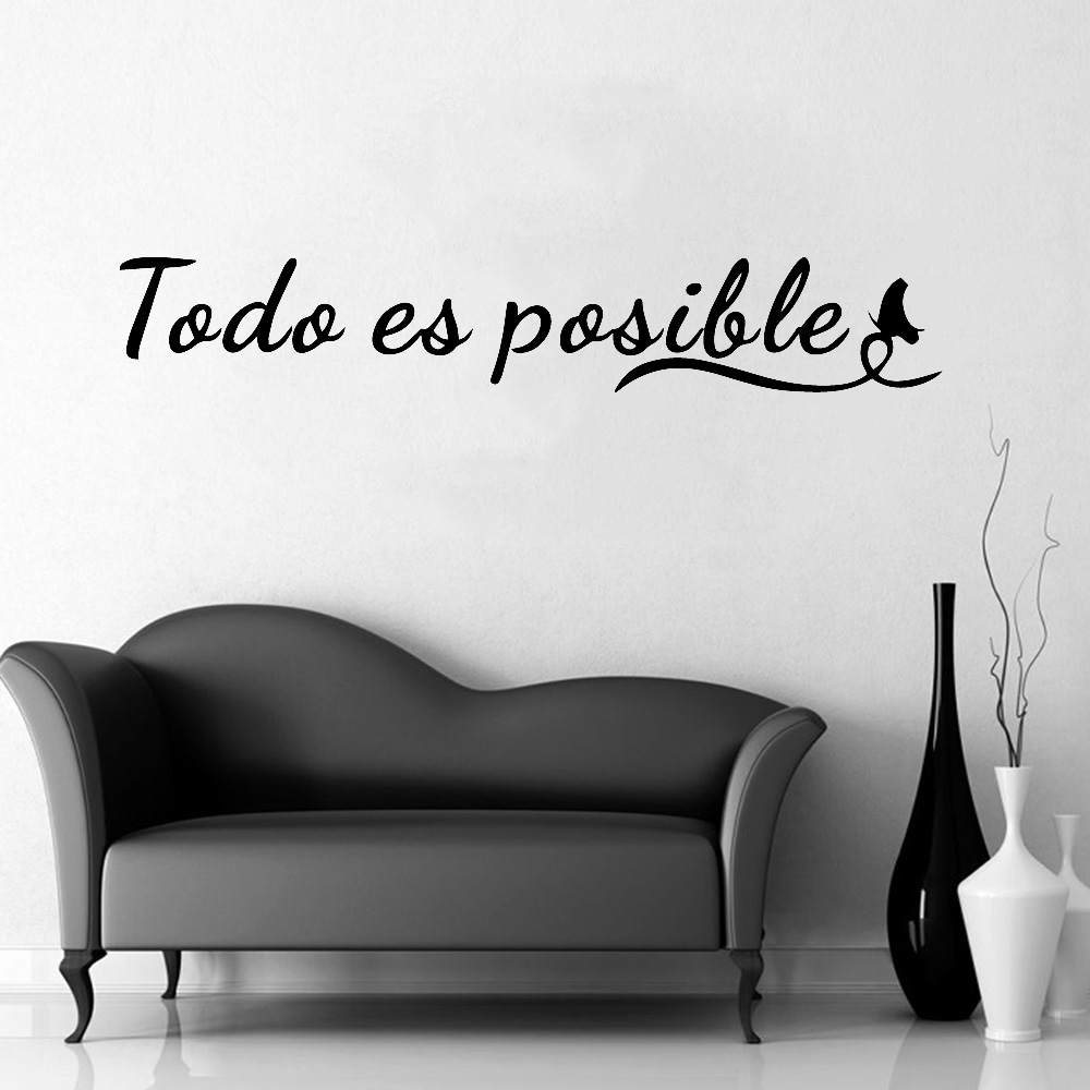 Everything Is Possible Wall Stickers Spanish Inspirational Quotes For