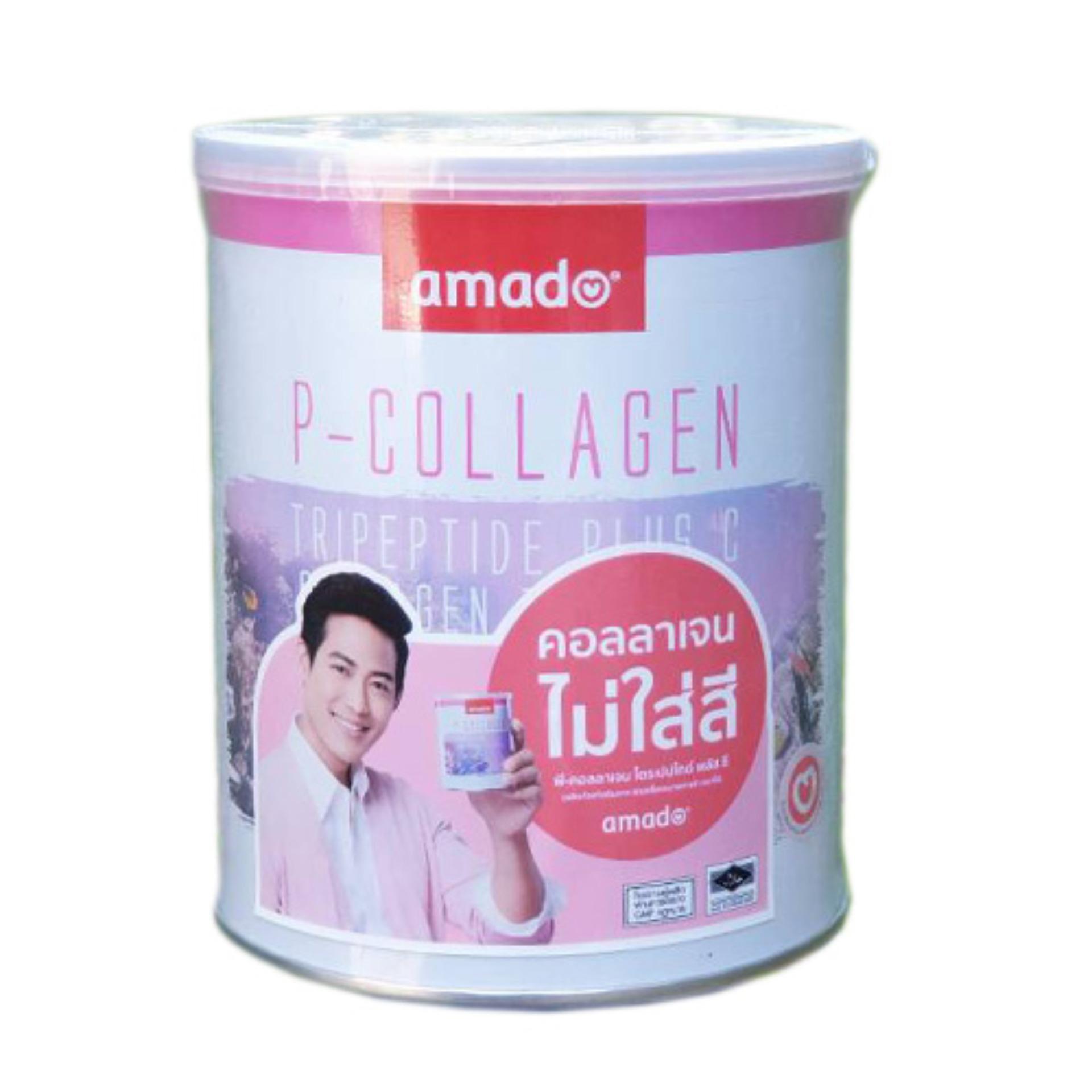 Amado P-Collagen Tripeptide plus C 110,000 mg. อมาโด้ คอลลาเจน สูตรใหม่ ขาวไวกว่าเดิม 110,000 mg. (1 กระป๋อง)