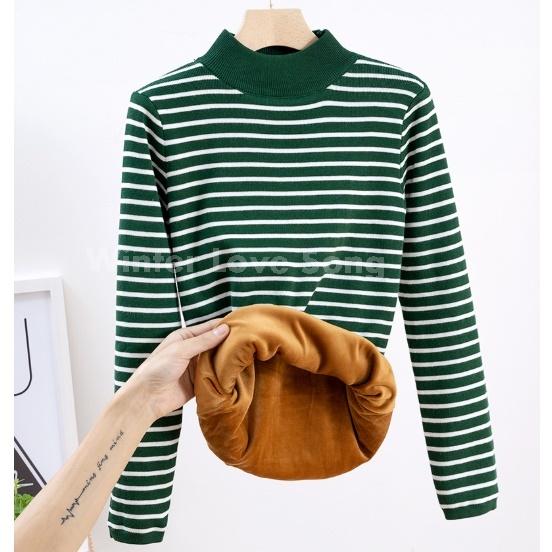 Winter Women Plus Velvet Warm Shirt เสื้อคอปีนบุขน เสื้อแขนยาว เสื้อแขนยาวบุขน เสื้อกันหนาว เสื้อบุขน ลองจอน ฮีทเทค เสื้อแขนยาวคอปีนบุขน เสื้อคอปีนแขนยาว เสื้อแขนยาวคอปีน เสื้อคอปีนบุขน รุ่น Line (ฟรีไซส์)
