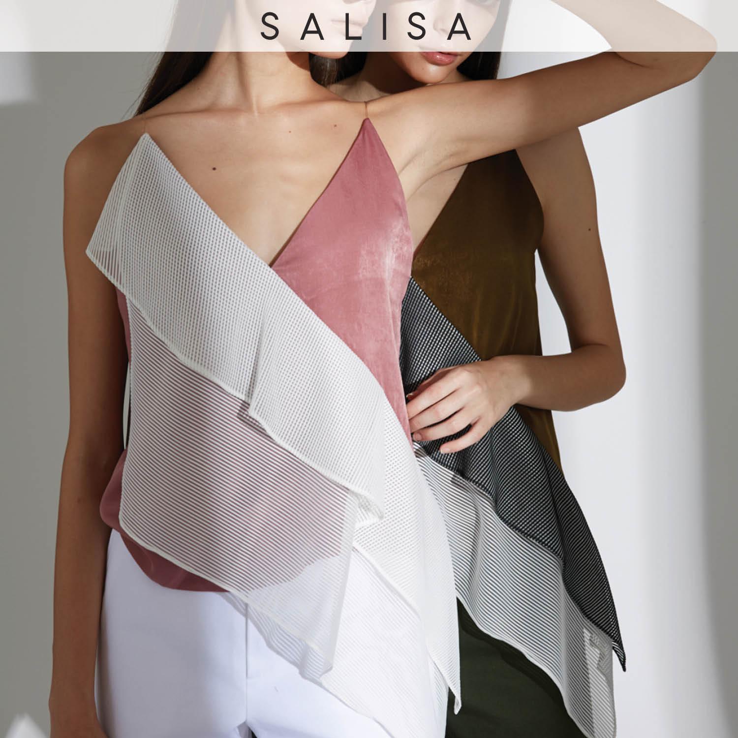 SALISA - KNIT-TOP 03 เสื้อสายเดี่ยวคอวี v-neck spaghetti top