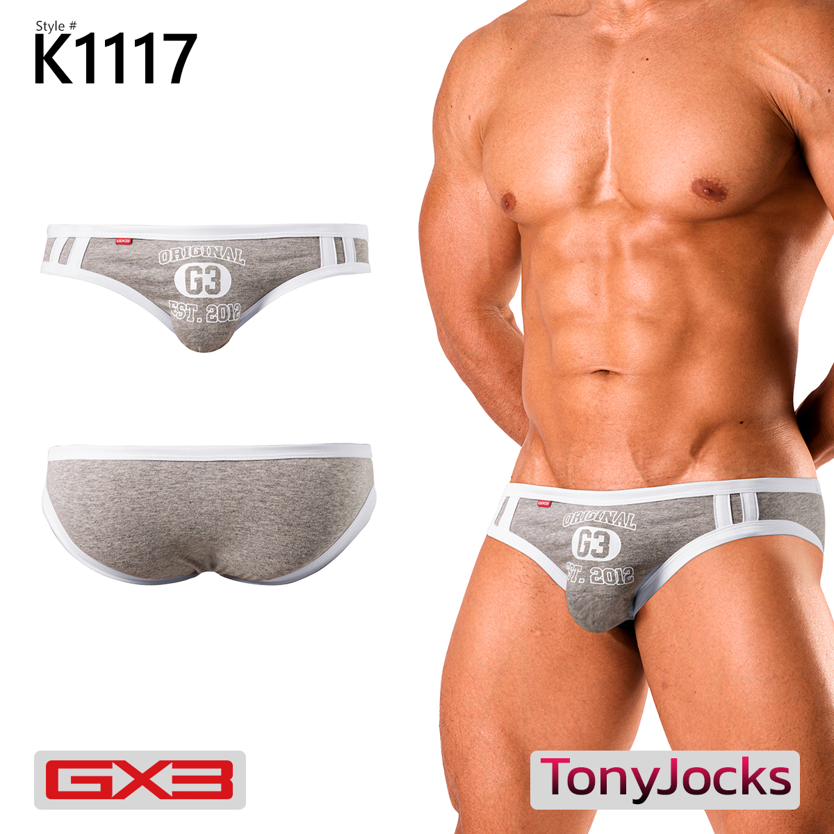 Gx Underwear Super Mesh T Back Ultra V Bikini Blackgrey