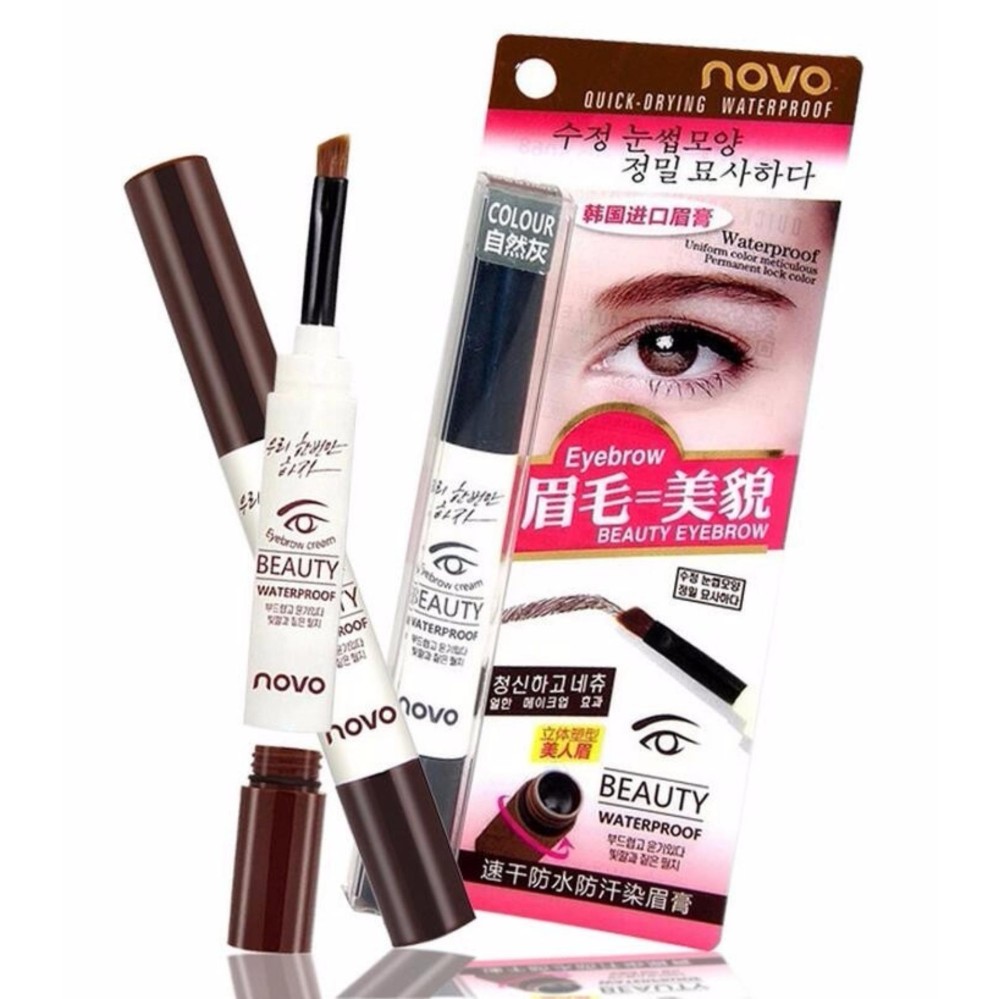 01 สีน้ำตาลเข้ม เจลเขียนคิ้ว2in1 NOVO EYEBROW GEL WATERPROOF 3g. มีให้เลือก 3 เฉดสีค่ะ