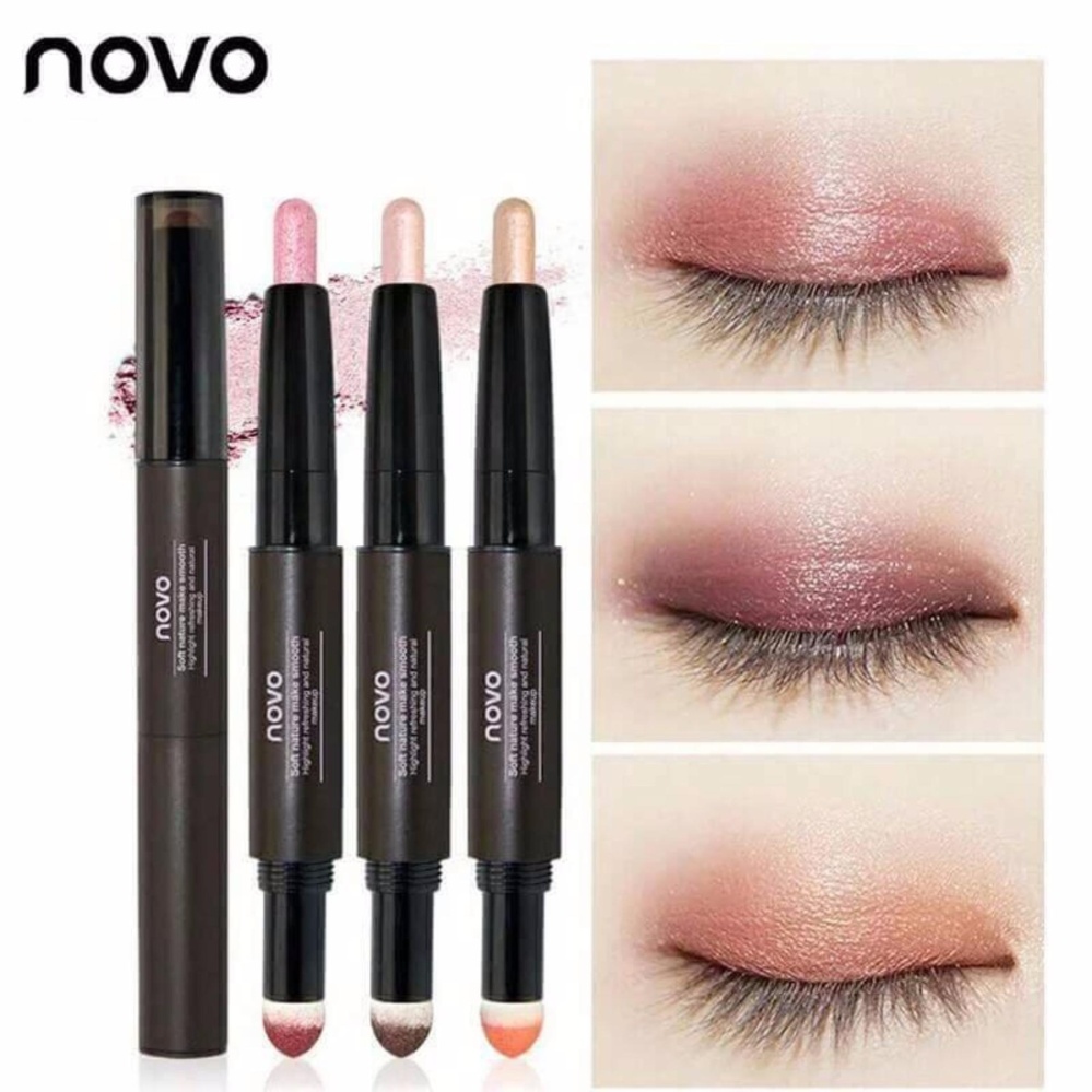 ☆02 ทาตาคูชชั่น 2 หัว Novo Air Cushion Eye Shadow Soft Nature Make Smooth สีสวยๆค่ะ มีชิมเมอร์วิ้งๆ เม็ดสีสวยแน่น
