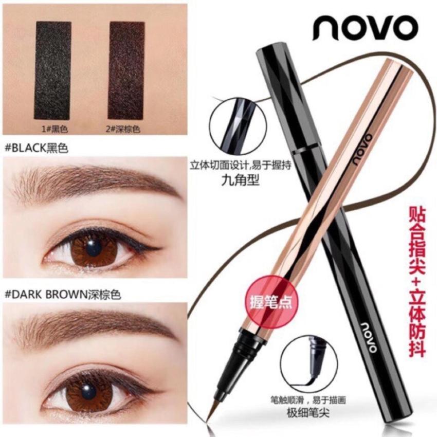 ☆02 Brown อายไลน์เนอร์บิ๊กอาย Novo Zoom In Eyes Easy To Draw Eyeliner หัวแปรงเรียวเล็กแหลม เขียนง่าย ดวงตาดูกลมโต มี2สี