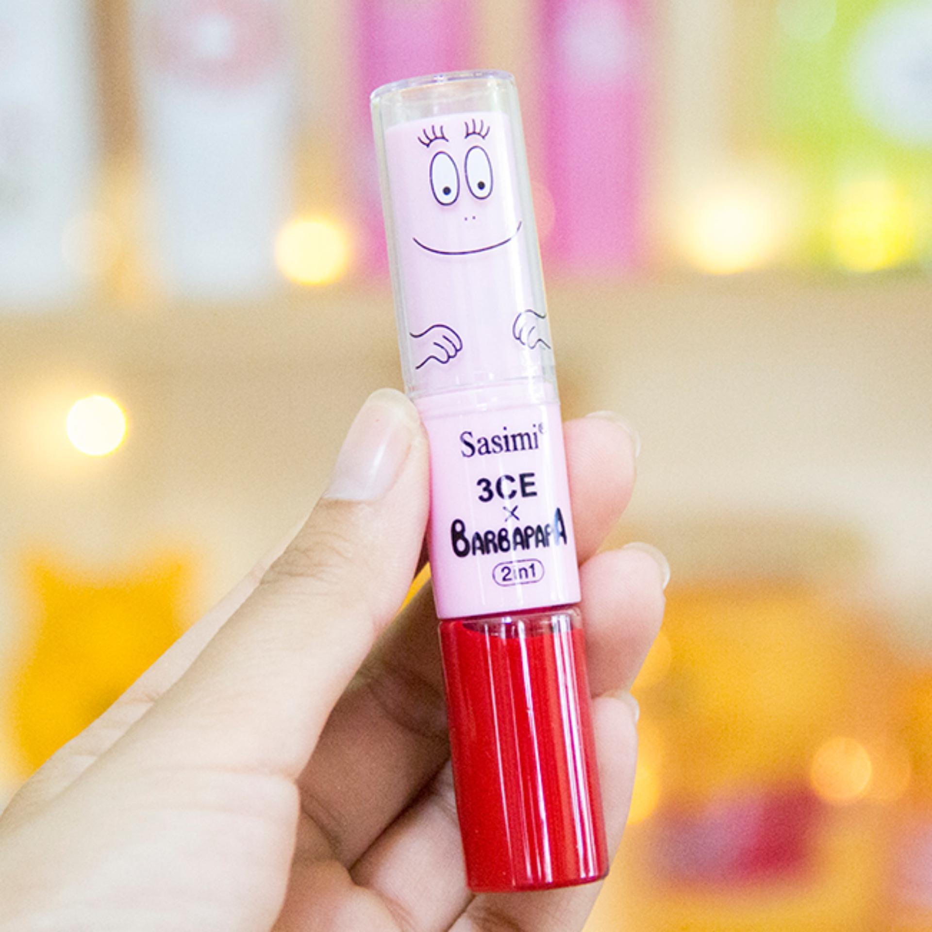 ลิปสติก 2 หัว sasimi 3ce barbapapa จูบไม่หลุด