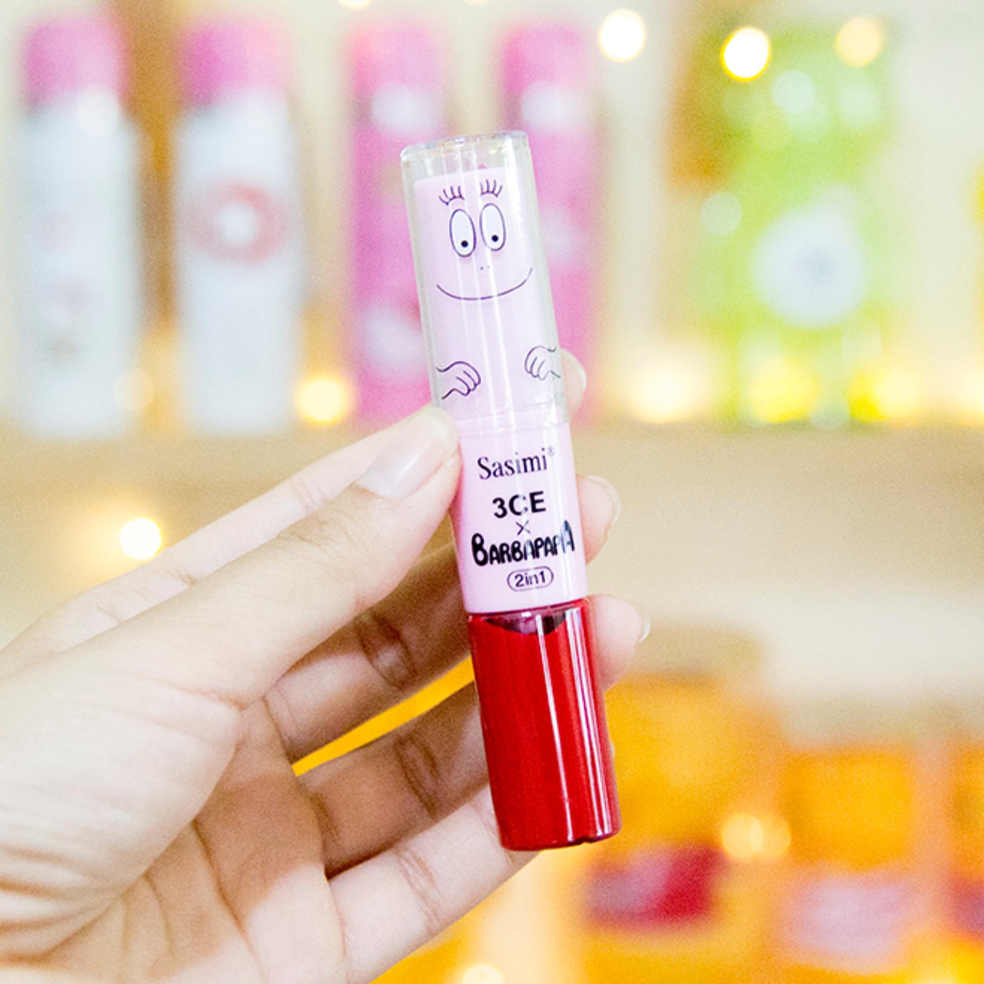 ลิปสติก 2 หัว sasimi 3ce barbapapa จูบไม่หลุด