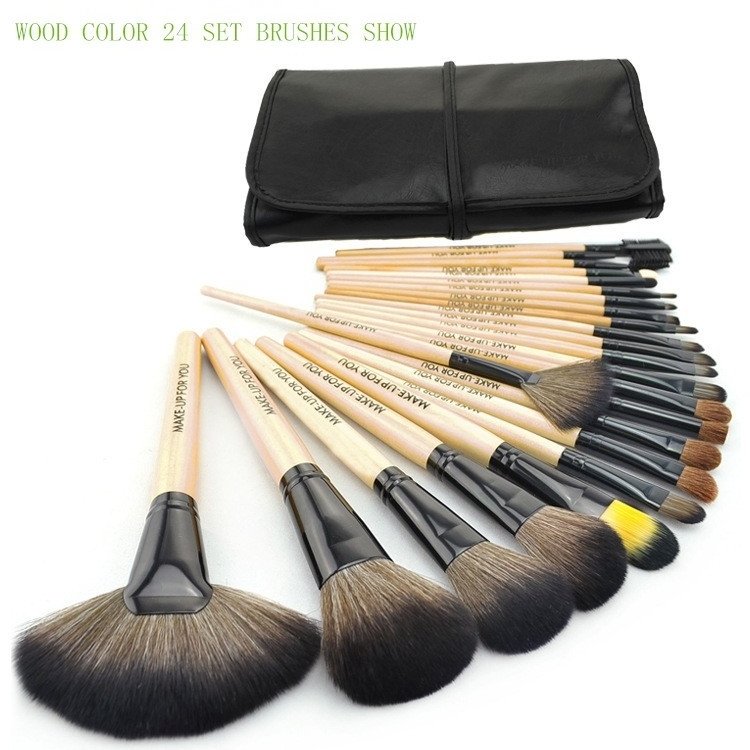 ชุดแปรงแต่งหน้า 24 ชิ้น ขนสังเคราะห์นิ่มพิเศษ(Wood)
