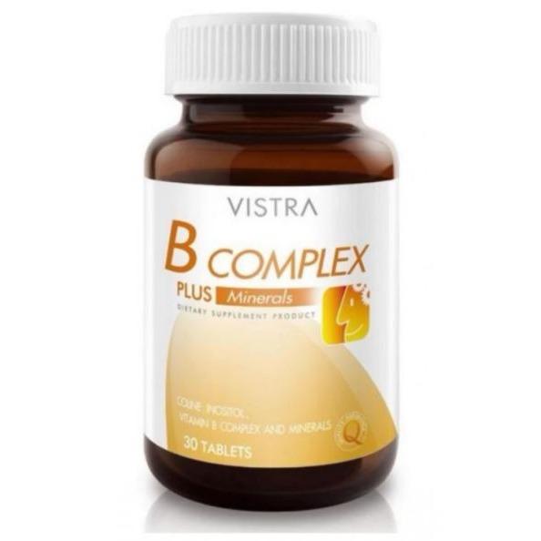 วิสทร้า บีคอมเพล็กซ์ วิตามินบีรวม 30 เม็ด Vistra B-Complex Plus Minerals 30 Tablets