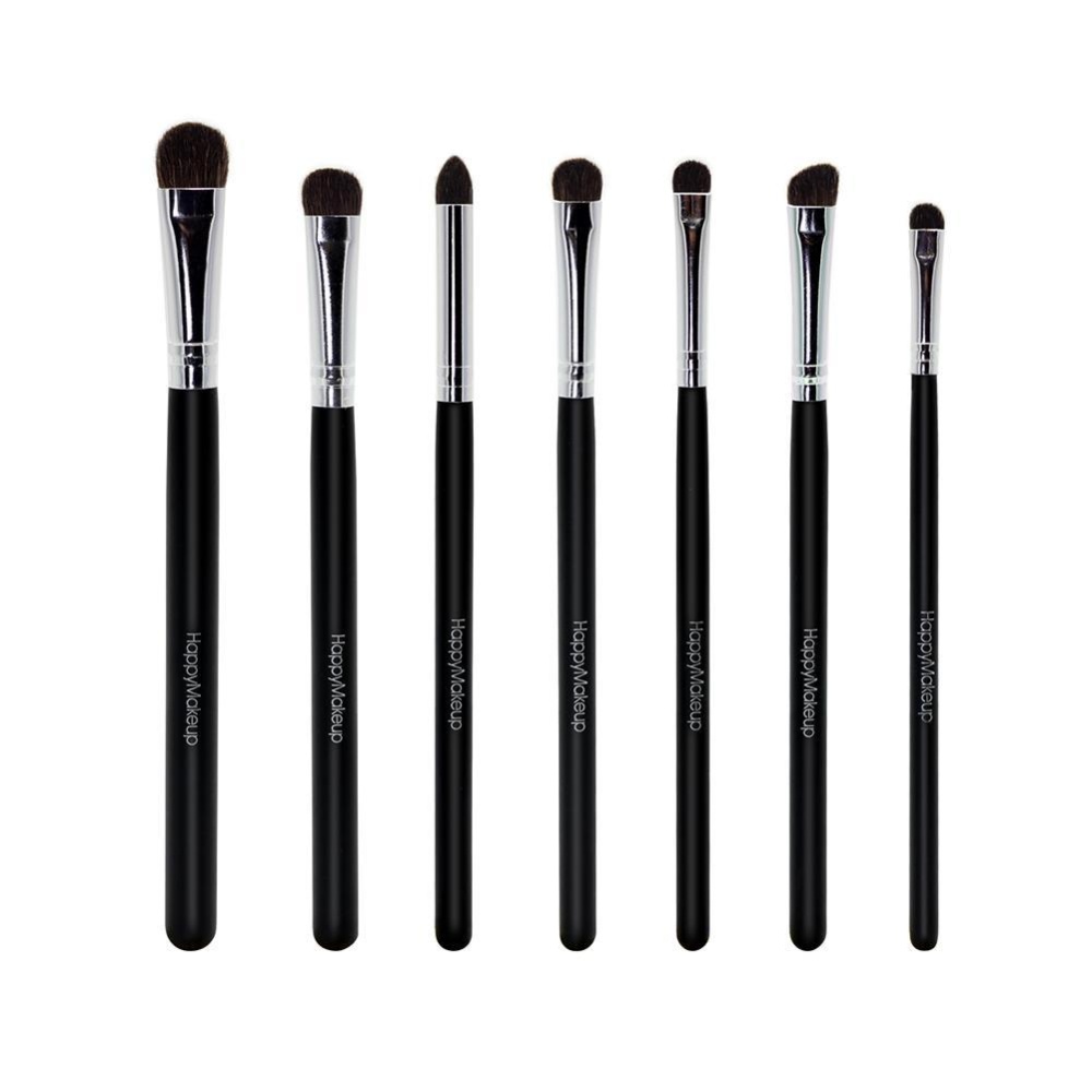 7 ชิ้นแปรงสีฟันชุดบริสุทธิ์ผมม้า Eye การดูแลแปรงแต่งหน้าเครื่องมือเครื่องสำอางค์ (สีดำ)- สนามบินนานาชาติ