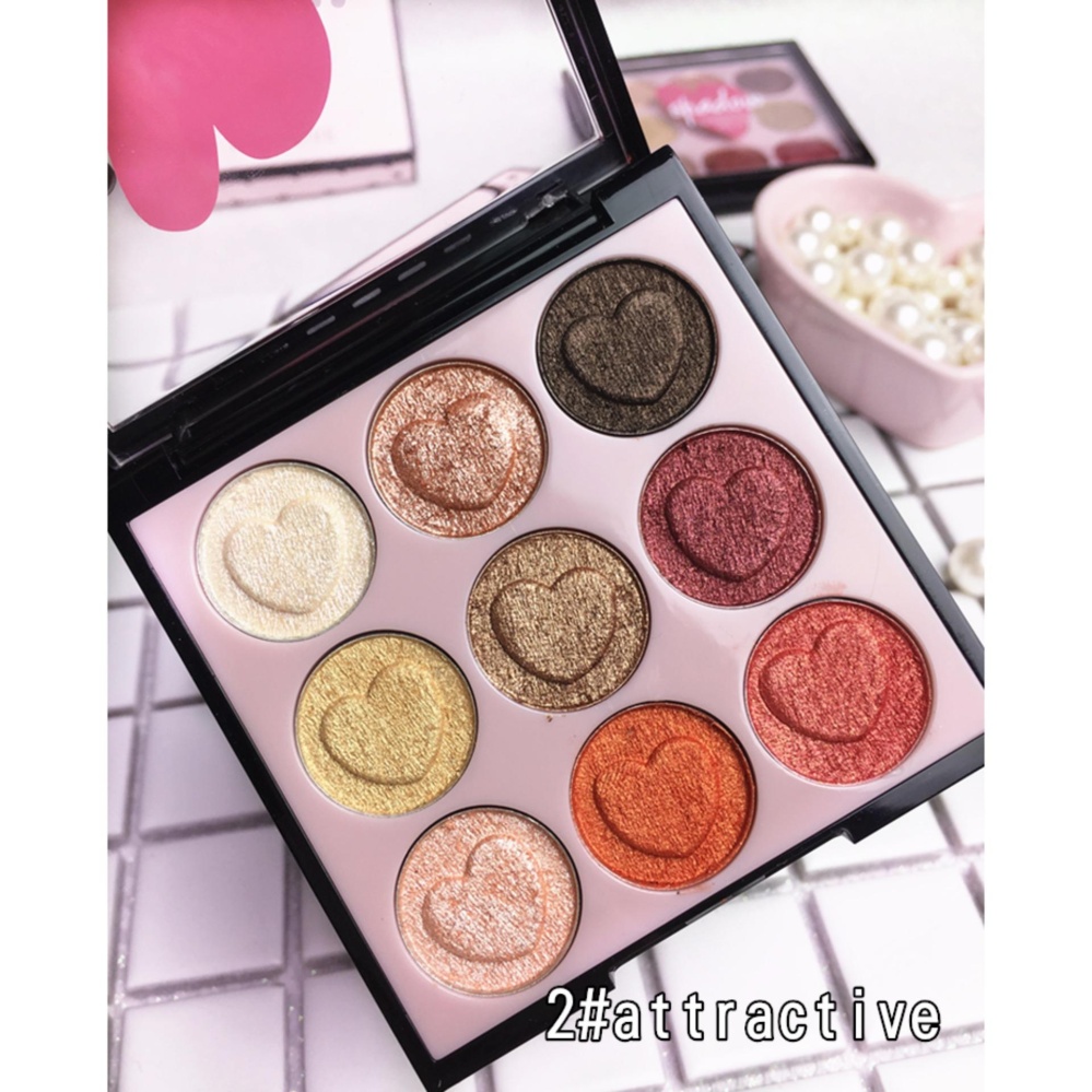 Hold live อายแชโดว์9สีG Litterชิมเมอร์อายแชโดว์แต่งหน้าPaletteรูปหัวใจอายแชโดว์ที่อบอุ่นธรรมชาติเรียบผงเครื่องสำอางความงาม#02
