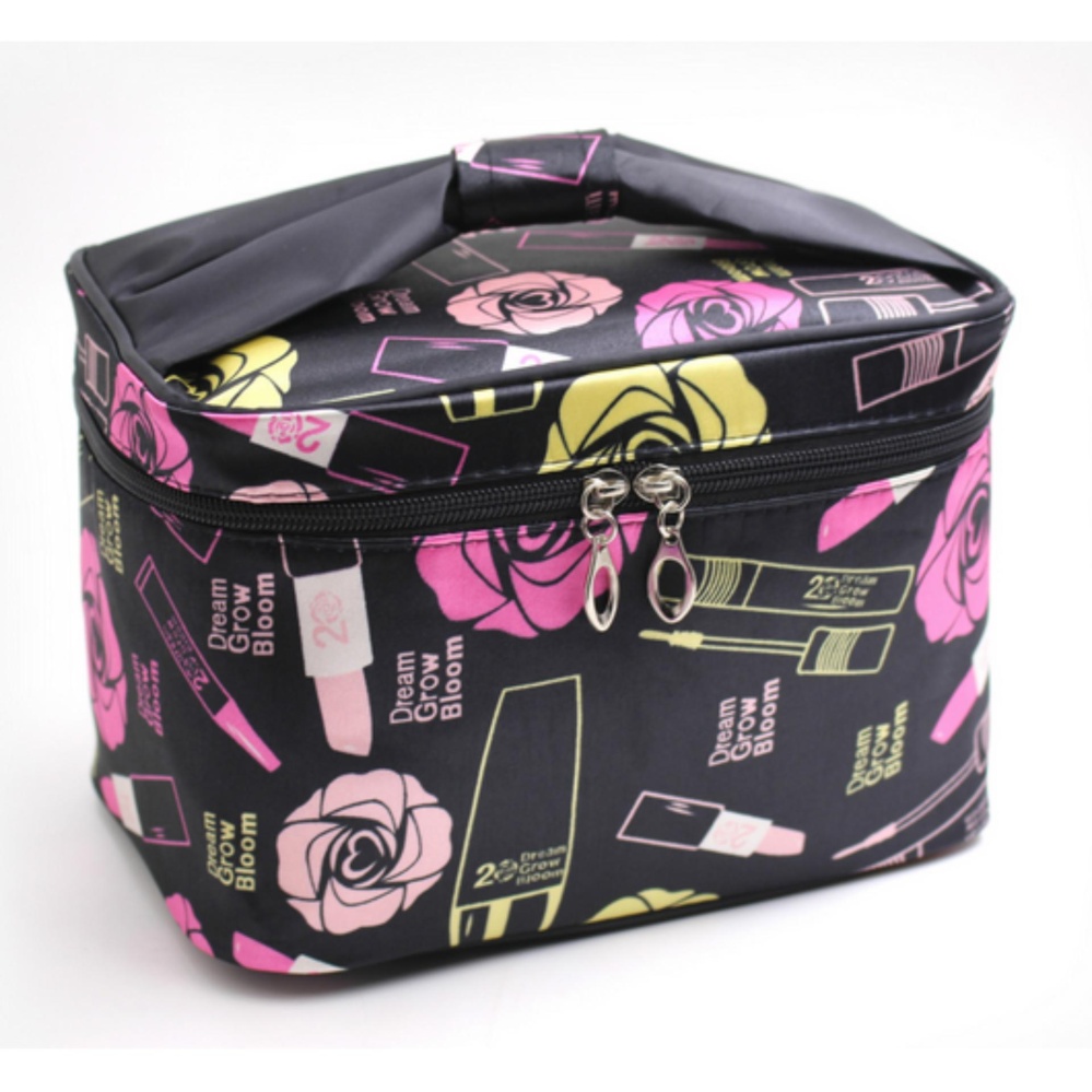 กระเป๋าเครื่องสำอางค์เกาหลี รุ่นใหม่ A021 (สีดำลายลิปสติก)
