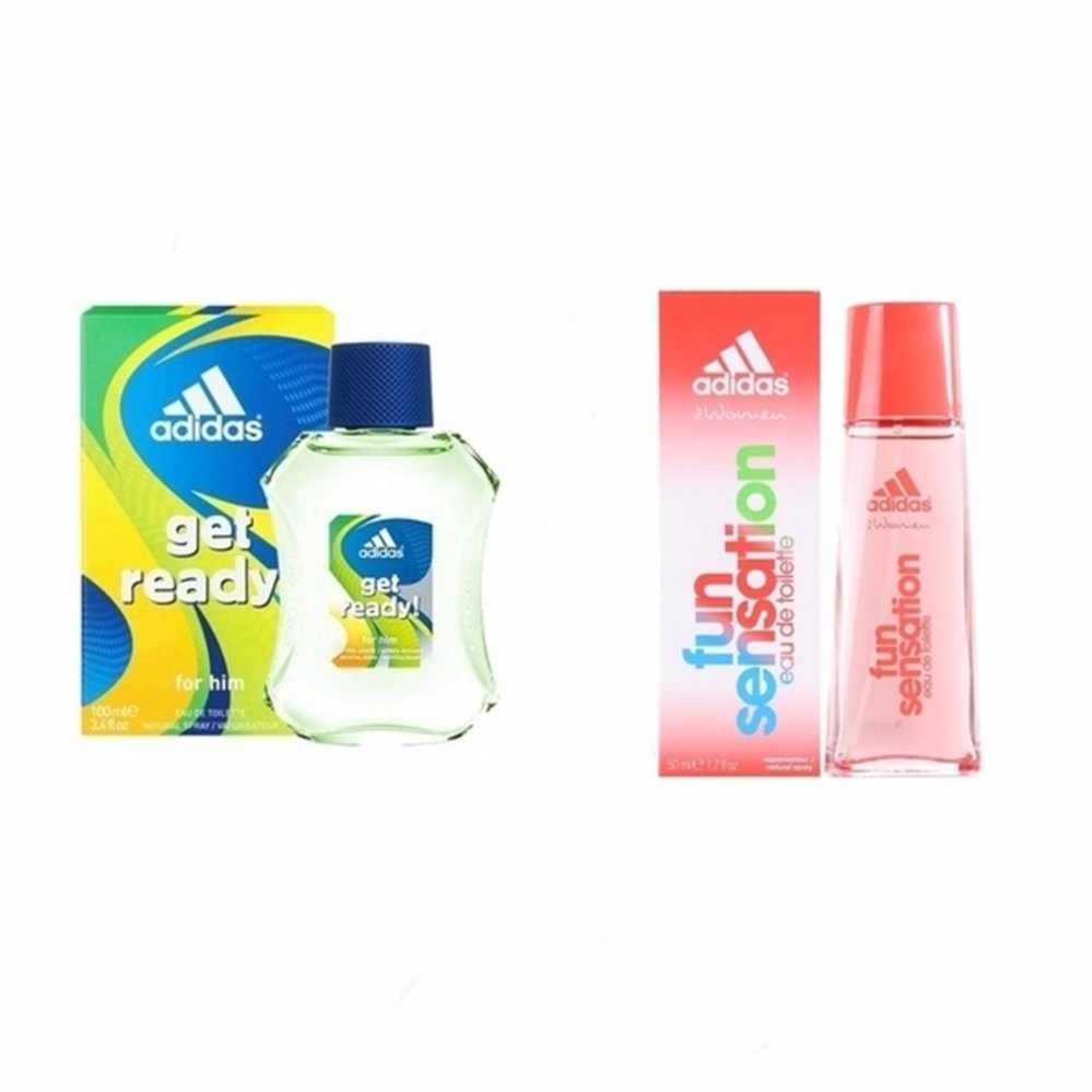 Adidas Fun Sensations for women EDT 50 ML+Adidas Get Ready for Men EDT 100 ml. พร้อมกล่อง