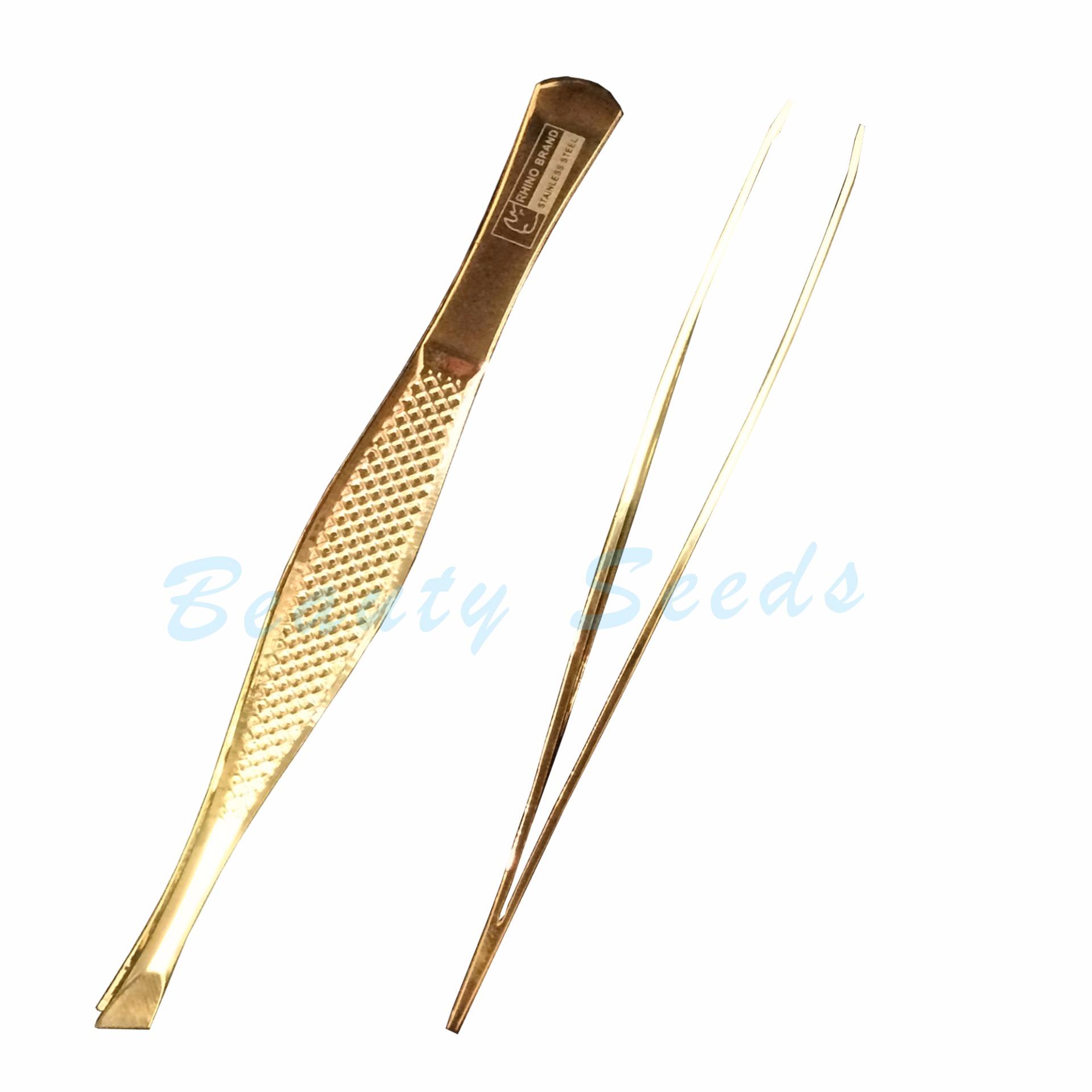 แหนบ แหนบถอนขน ที่ถอนขน ที่ดึงขน ขนคิ้ว ขนรักแร้ ขนจมูก 2 ชิ้น 24K Golden Plated Tweezer แหนบ แหนบถอนขน ที่ถอนขน ที่ดึงขน ขนคิ้ว ขนรักแร้ ขนจมูก 2 ชิ้น 24K Golden Plated Tweezer