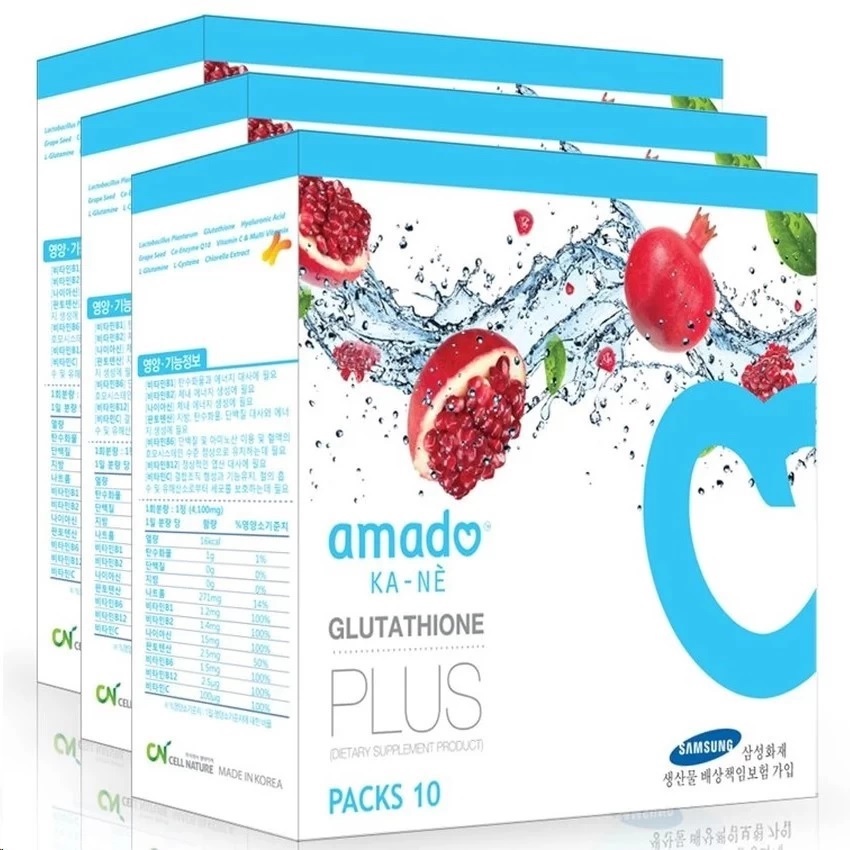 Amado KA-NE Plus Zinc กลูต้าเม็ดฟู่ผสมน้ำ อมาโด้ กาเน่ 10 เม็ด (3 กล่อง)