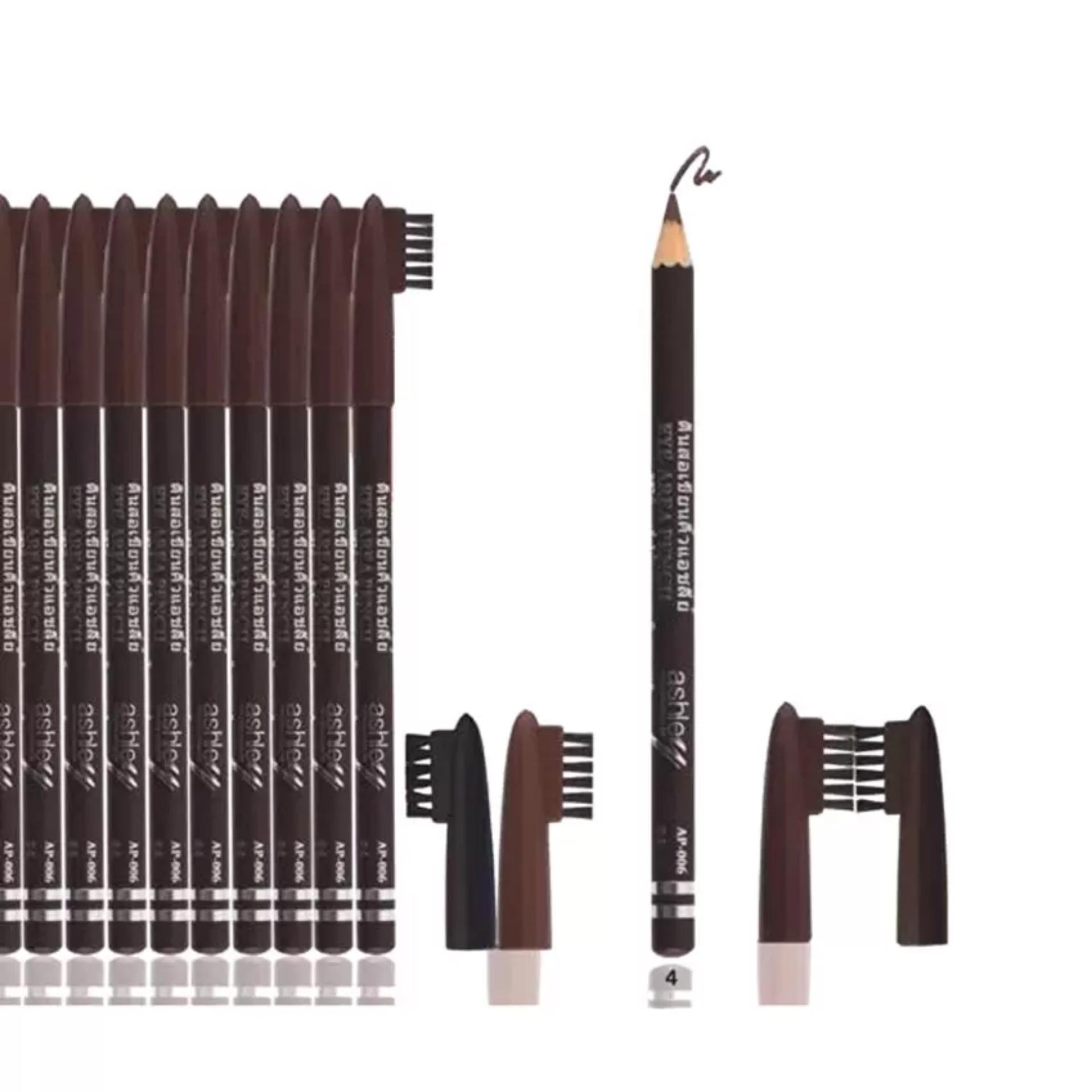 Ashley ดินสอเขียนคิ้วแอชลีย์ 12 แท่ง EYE-AREA PENCIL (เบอร์4-สีน้ำตาลเข้ม)