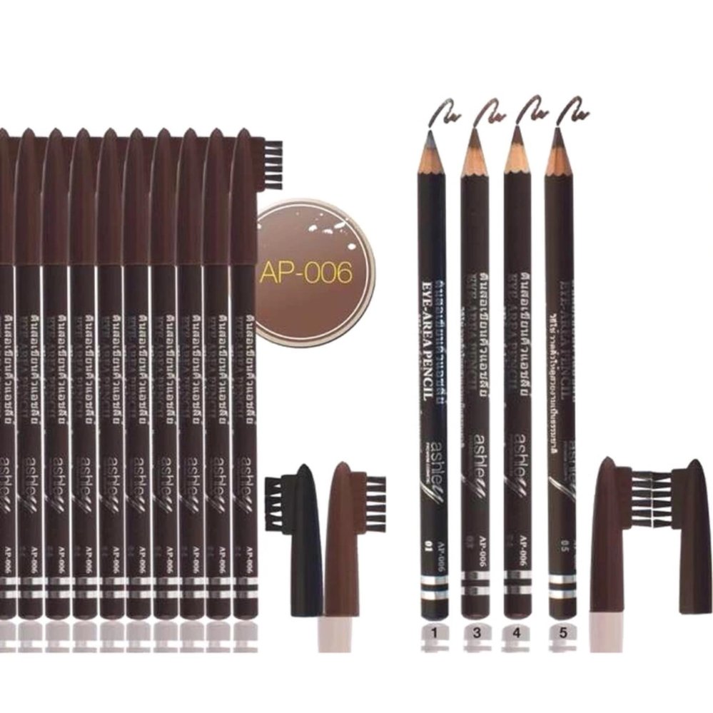Ashley ดินสอเขียนคิ้วแอชลีย์ 12 แท่ง EYE-AREA PENCIL (เบอร์5-สีน้ำตาลธรรมชาติ)