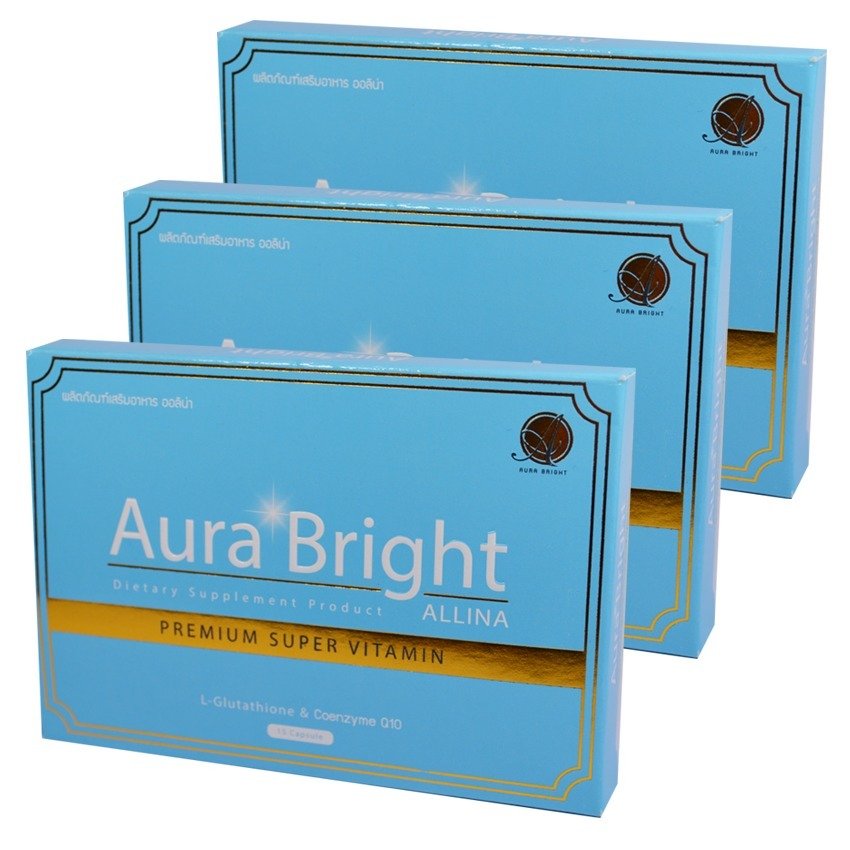 Aura Bright Super Vitaminออร่า ไบรท์ ซุปเปอร์ วิตามิน สูตรใหม่ เร่งขาวกว่าเดิม5เท่า แพคเกจใหม่ บรรจุ15แคปซูล(3กล่อง)