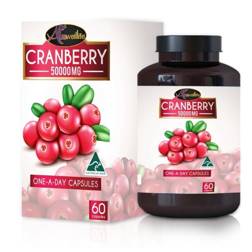 แครนเบอรี่ auswelllife Cranberry 50000 mg 60 เม็ด ( 1 กระปุก)