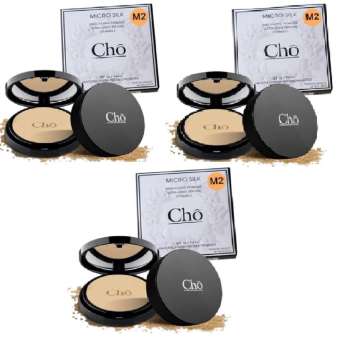Cho โช แป้ง ไมโครซิลค์ แป้งพัฟหน้าเด็ก เนื้อใยไหม SPF 15 PA ++ สี M2 สีผิวปานกลาง ขาวเหลือง ( 3 ตลับ )
