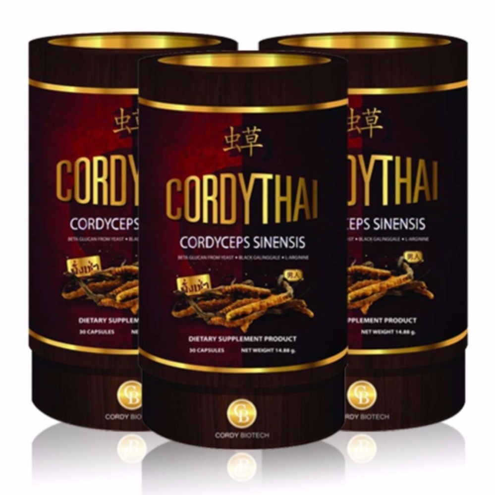 CORDYTHAI For Him ถั่งเช่า คอร์ดี้ไทย ม.เกษตรศาสตร์ -สำหรับสุภาพบุรุษ 3 กระปุก (30 แคปซูล/กระปุก)