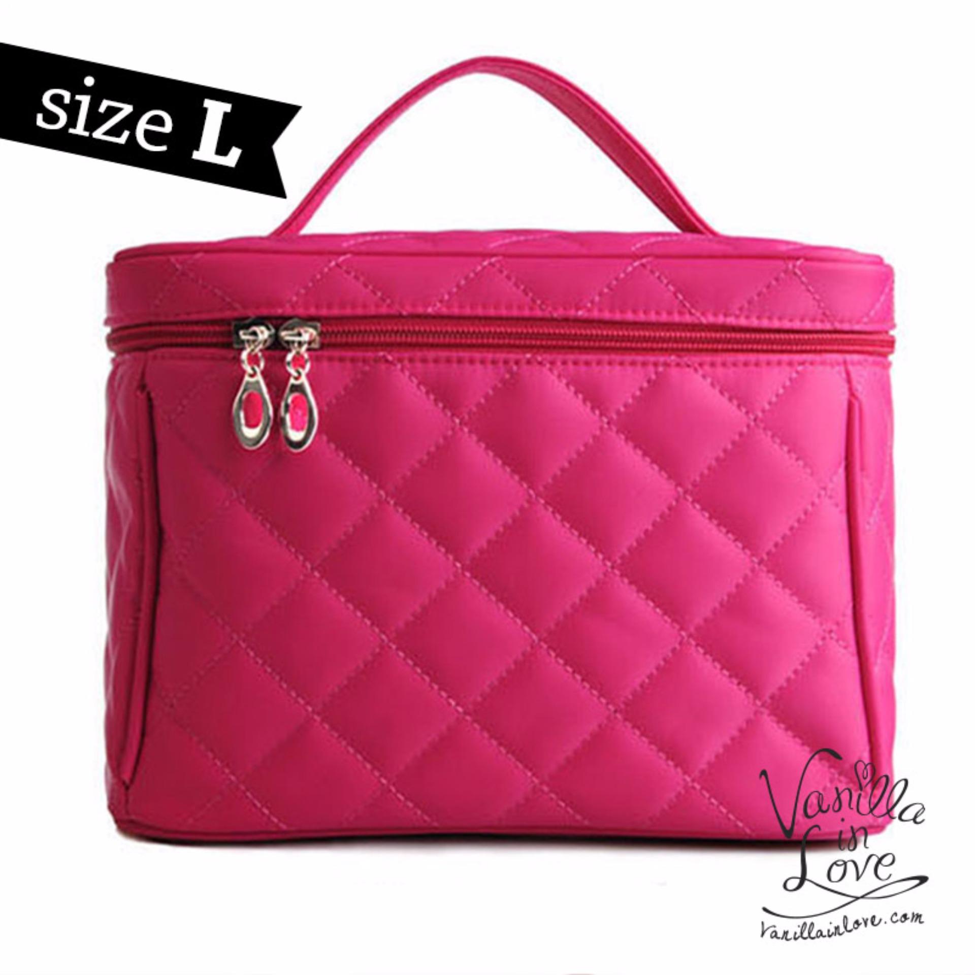 CP06 Vanilla in love กระเป๋าเครื่องสําอางค์ สีชมพู ผ้ากันน้ำ SiZE L