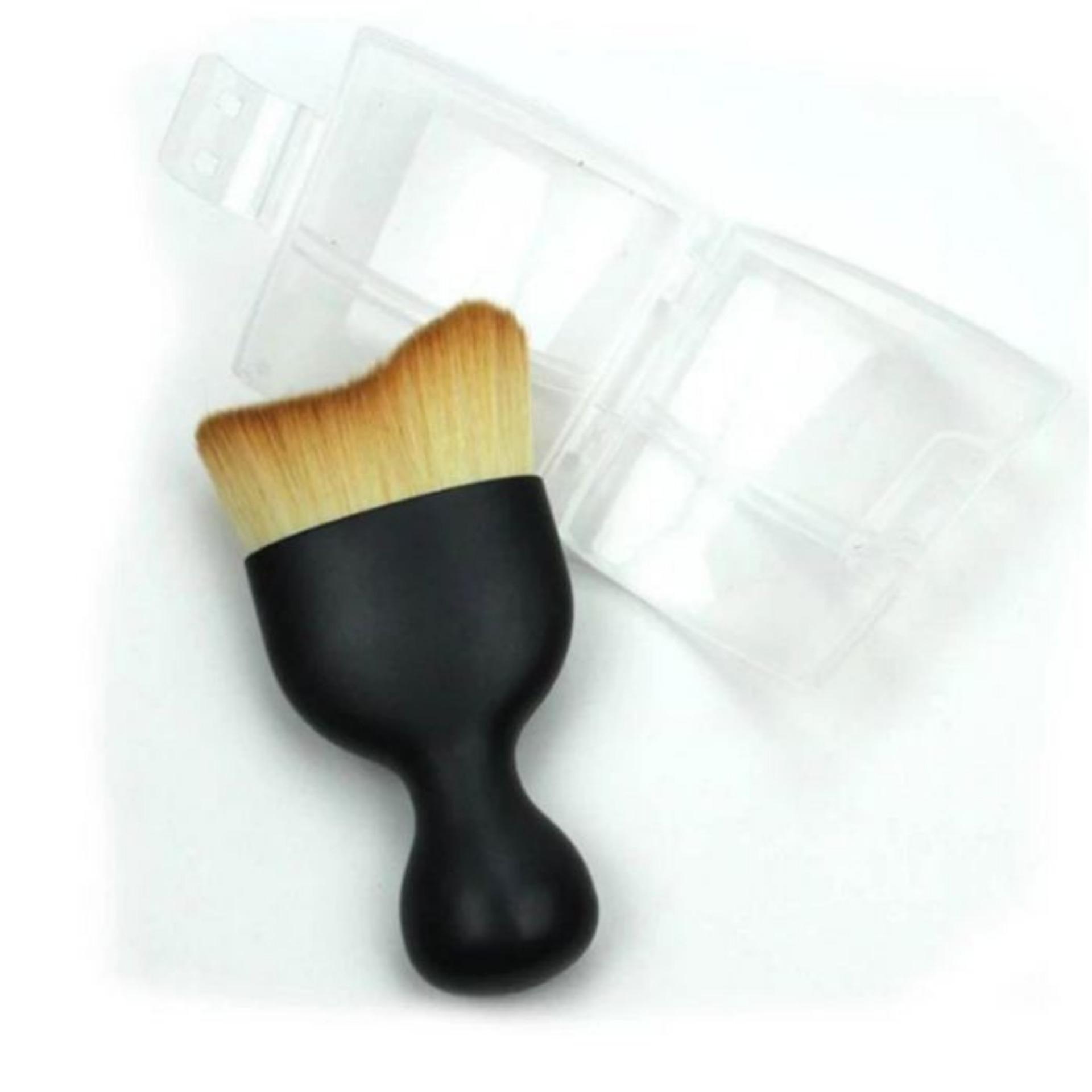 แปรงเกลี่ยรองพื้น Curved Face Brush - Black (1ชิ้น) + ฝาครอบ #BBC001
